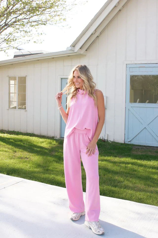 Karlie Pink Solid Scuba Mock Set