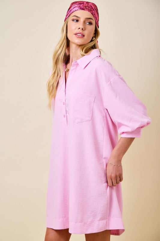 Pink Shirt Dress