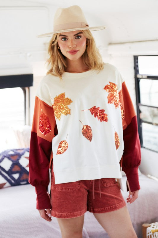 Sparkle Fall Leaves Top