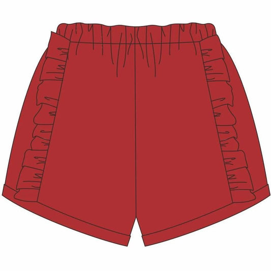 Ruffle Shorts-Red