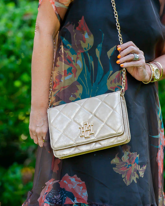 Bryn Clutch/Crossbody-Gold Shimmer