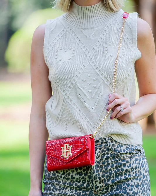 Carlington Clutch/Crossbody-Red Patent