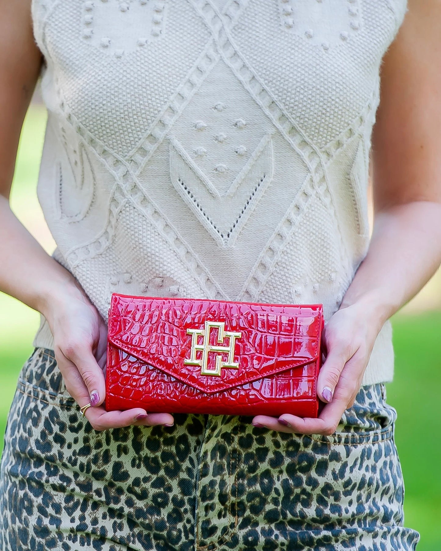 Carlington Clutch/Crossbody-Red Patent