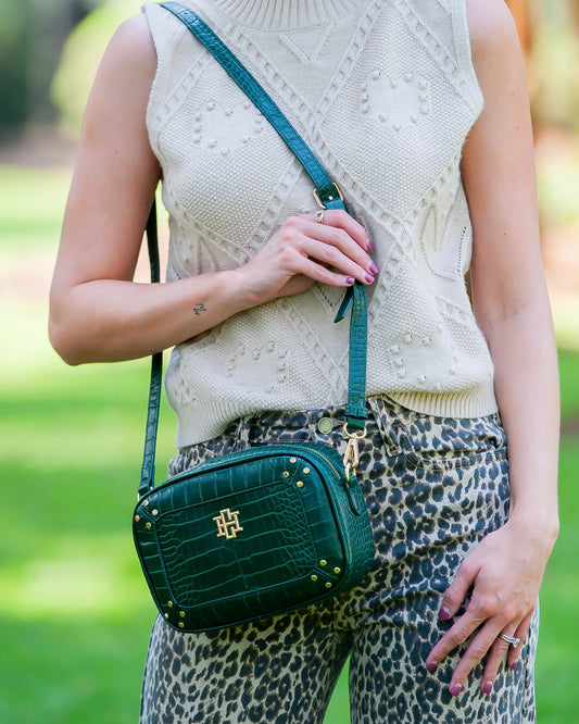 Sloane Studded Crossbody-Hunter Green