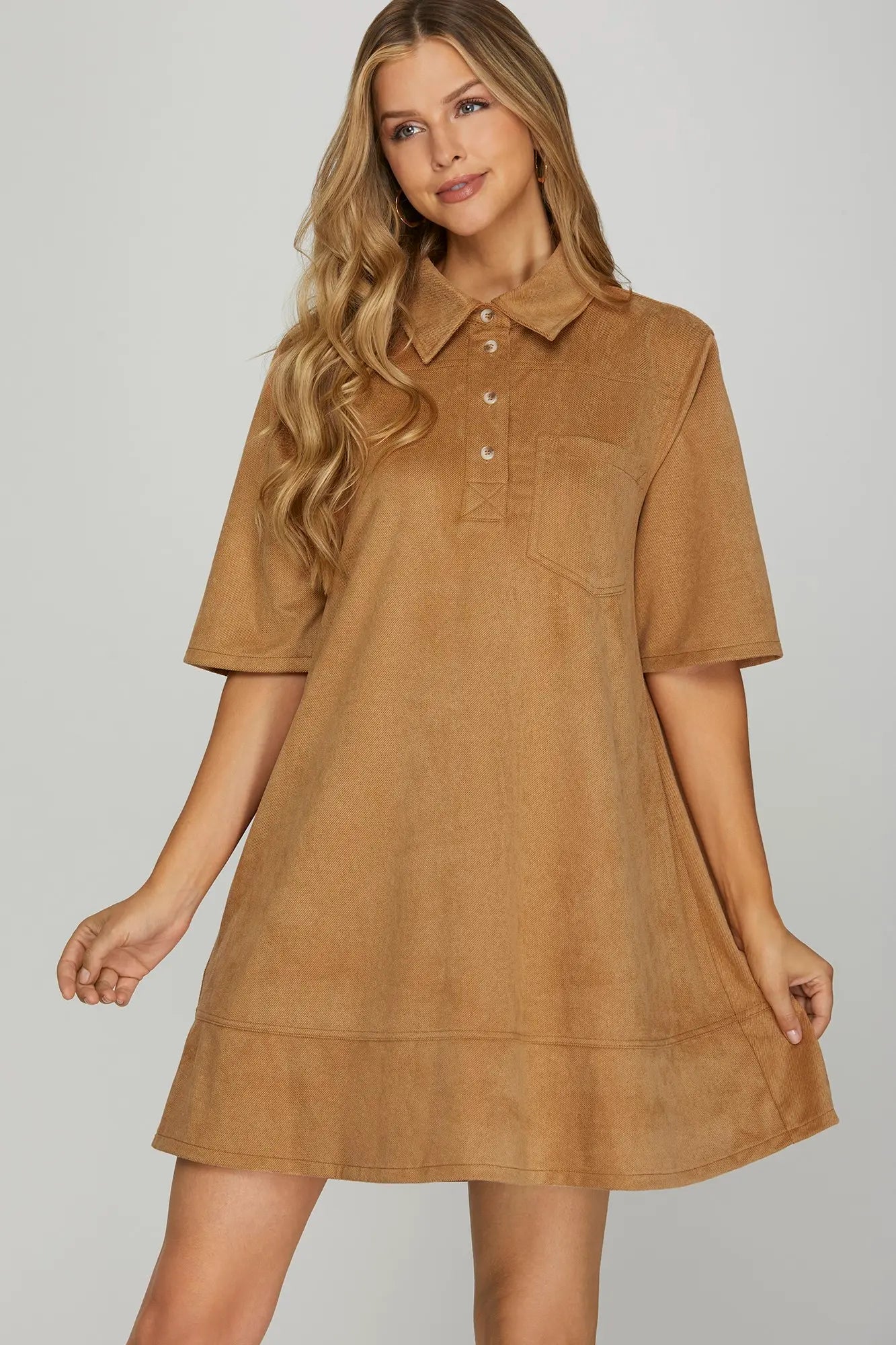 Camel Suede Mini Dress