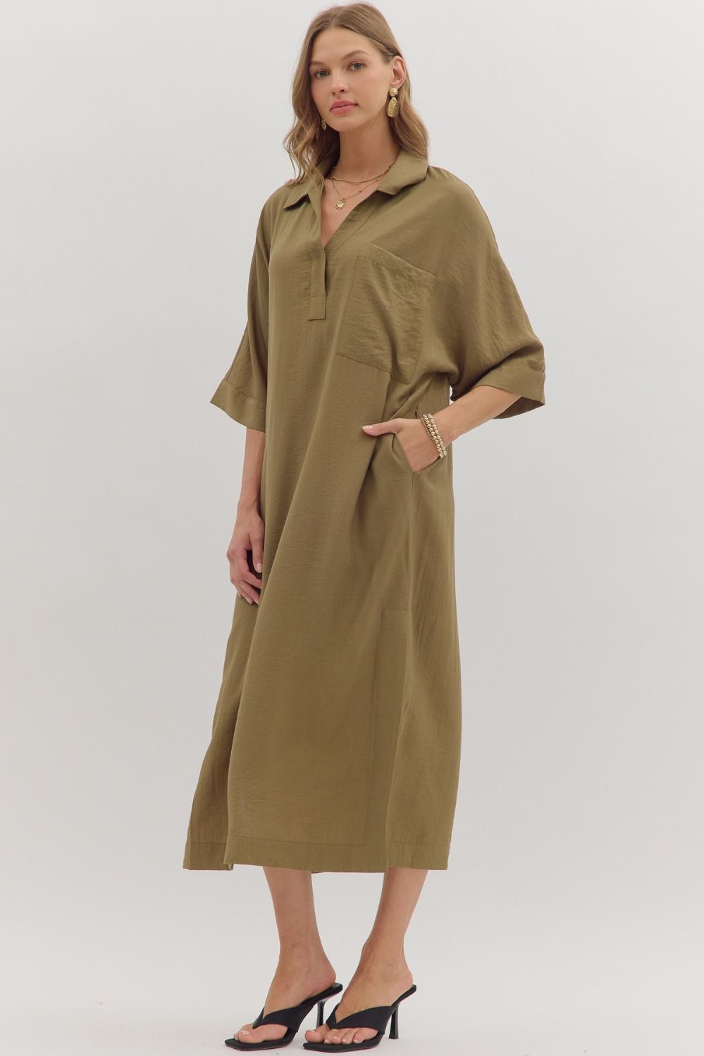 Simply Elegance Dress In Olive