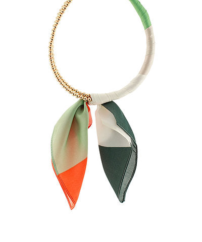 Beaded Scarf Necklace-Mint Multi