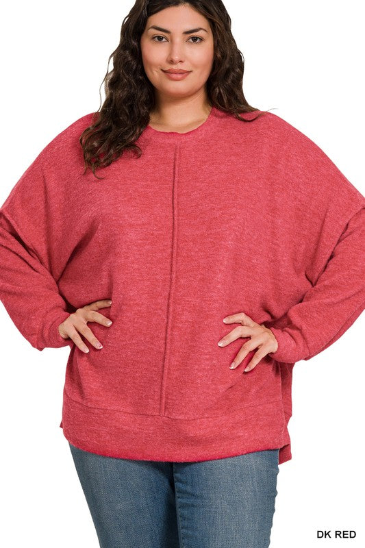 Your Go To Oversized Sweater in Dk Red - Plus