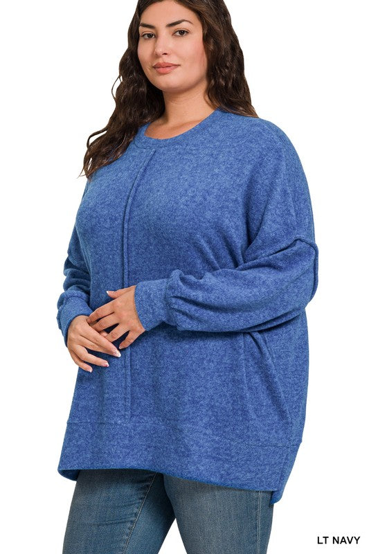 Your Go To Oversized Sweater in Lt Navy - Plus