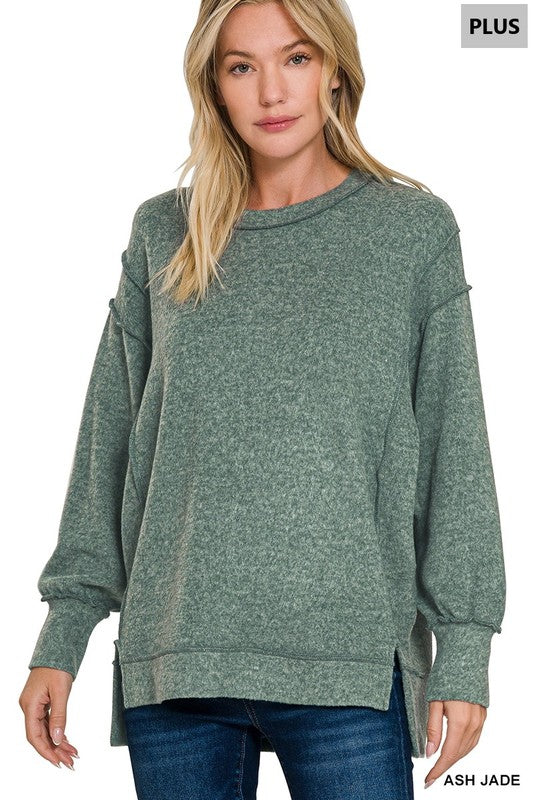 The Addie Sweater in Ash Jade - Plus