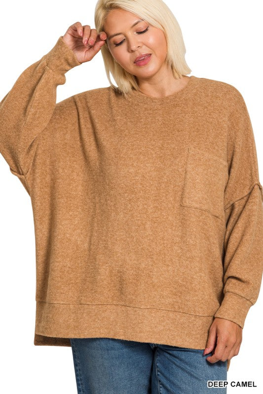 The Lori Sweater in Deep Camel - Plus