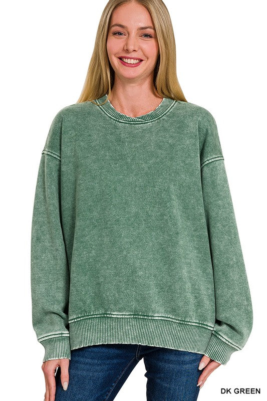 The Terrie Fleece Pullover in Dark Green