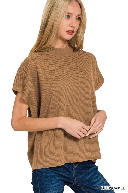 The Addison Sweater Top in Deep Camel