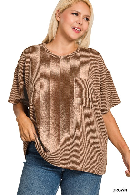 The Blakely Top in Brown - Plus