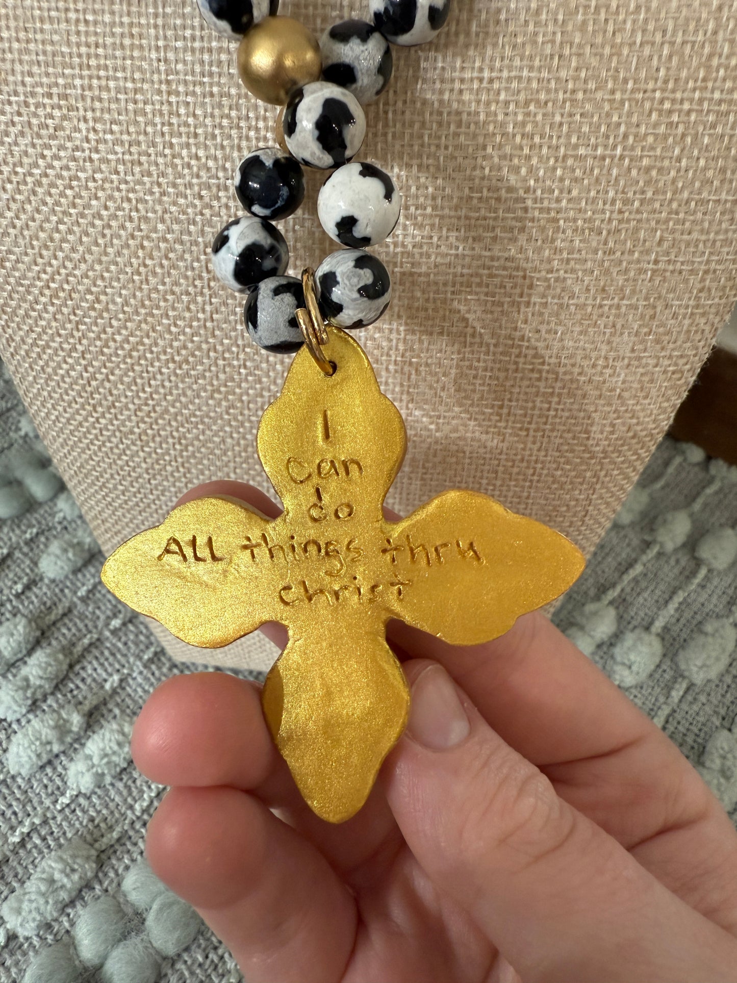 Hidden Truth Black & White Cross Necklace