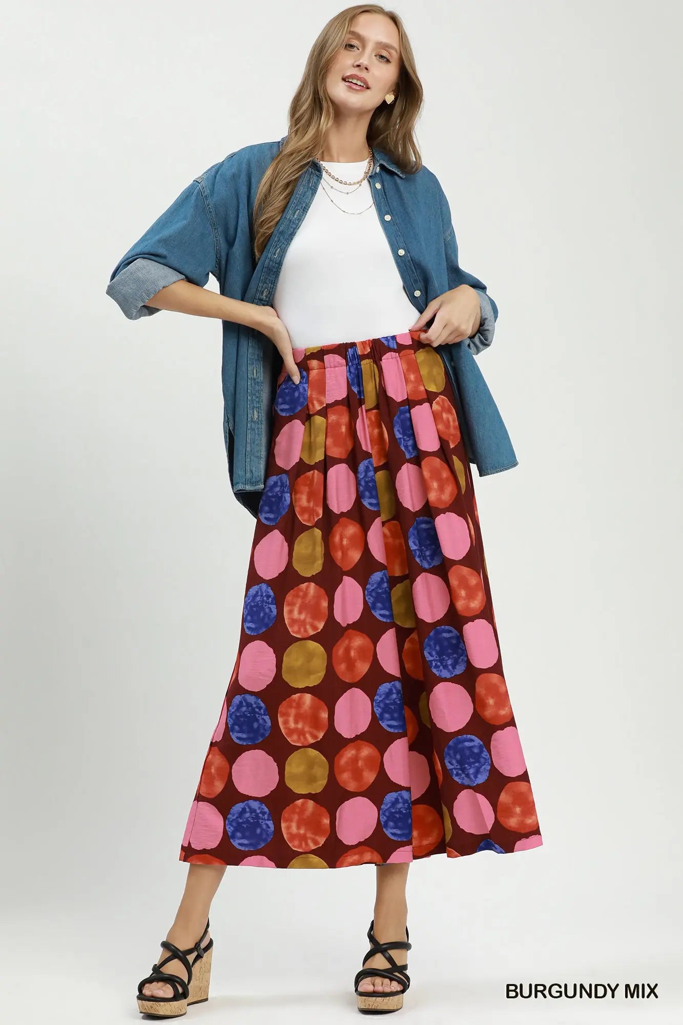 Dot Print Wide Leg Pants