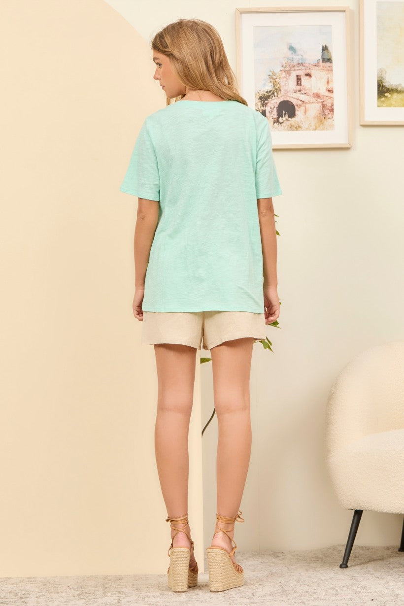 Basic V-neck Top-Mint