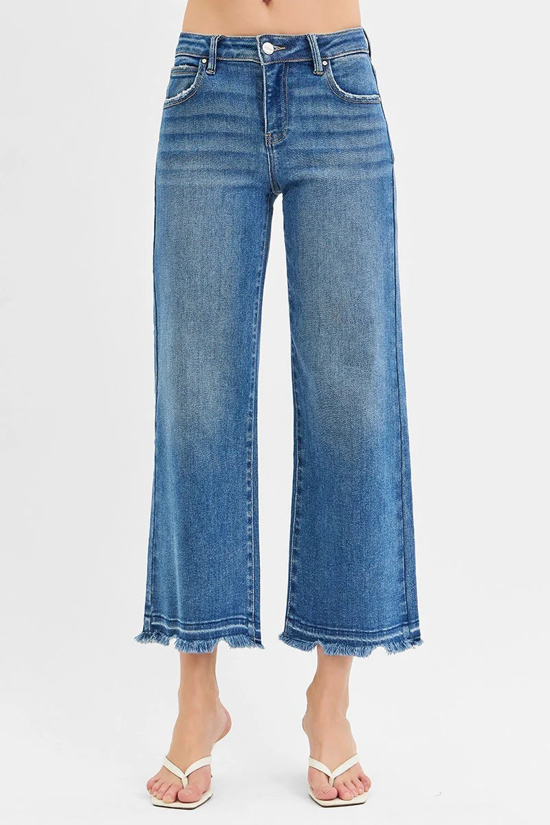 Risen Mid Rise Crop Wide Jeans