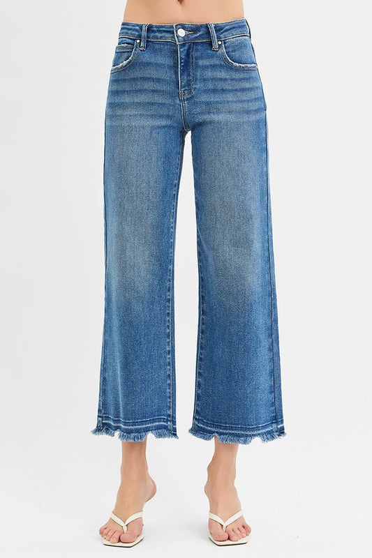 Risen Mid Rise Crop Wide Jeans