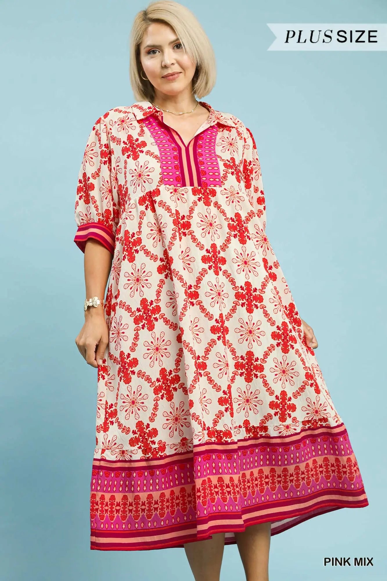 Burst of Colors Midi Dress-CURVY