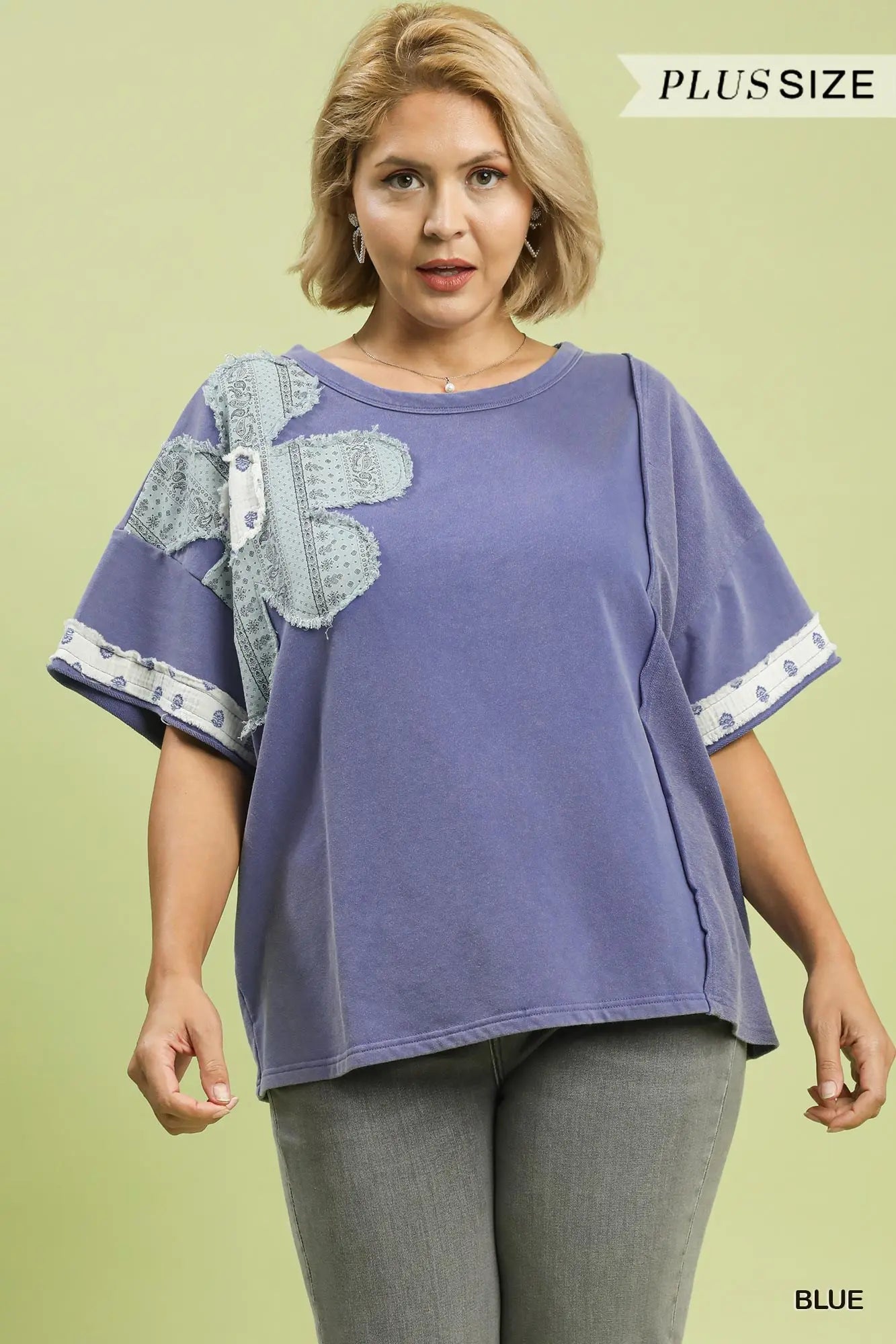 Blue Flower Patch Top-CURVY