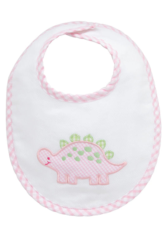 Dino Applique Basic Bib, Pink we