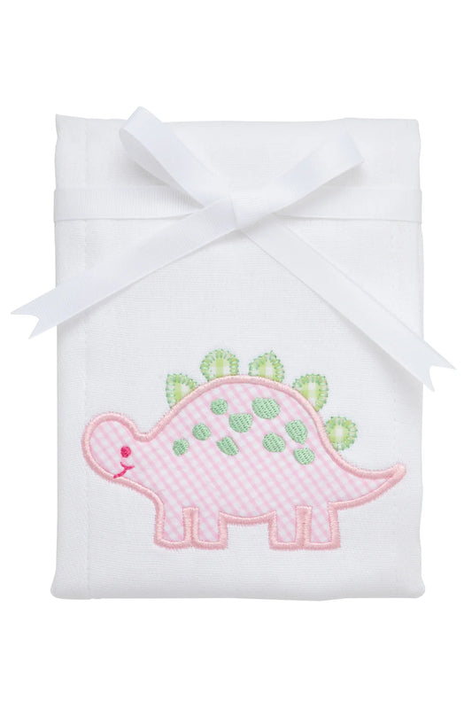 Dinosaur Applique Burp, Pink