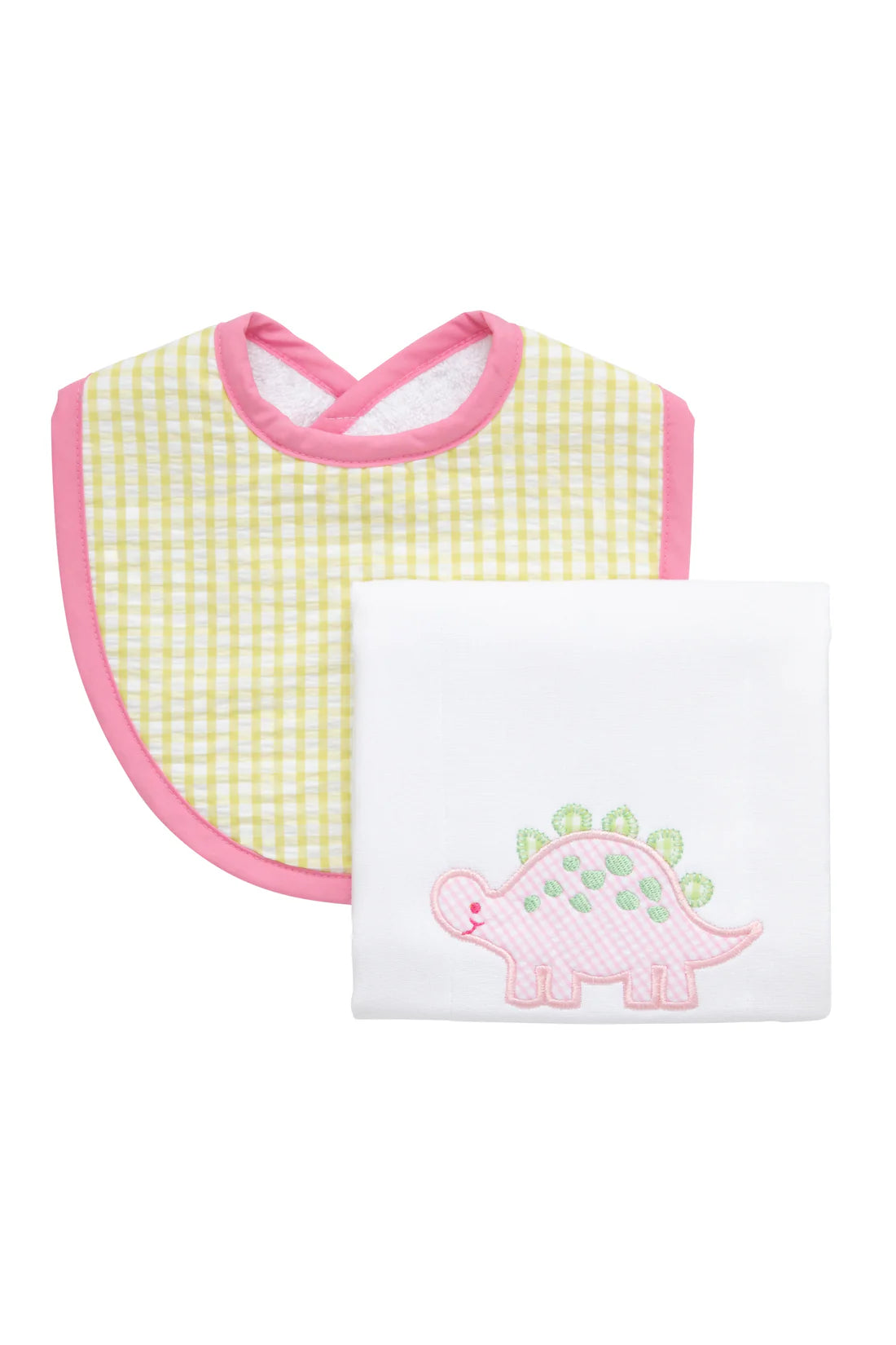Dinosaur Basic Bib & Burp Boxed Set, Pink