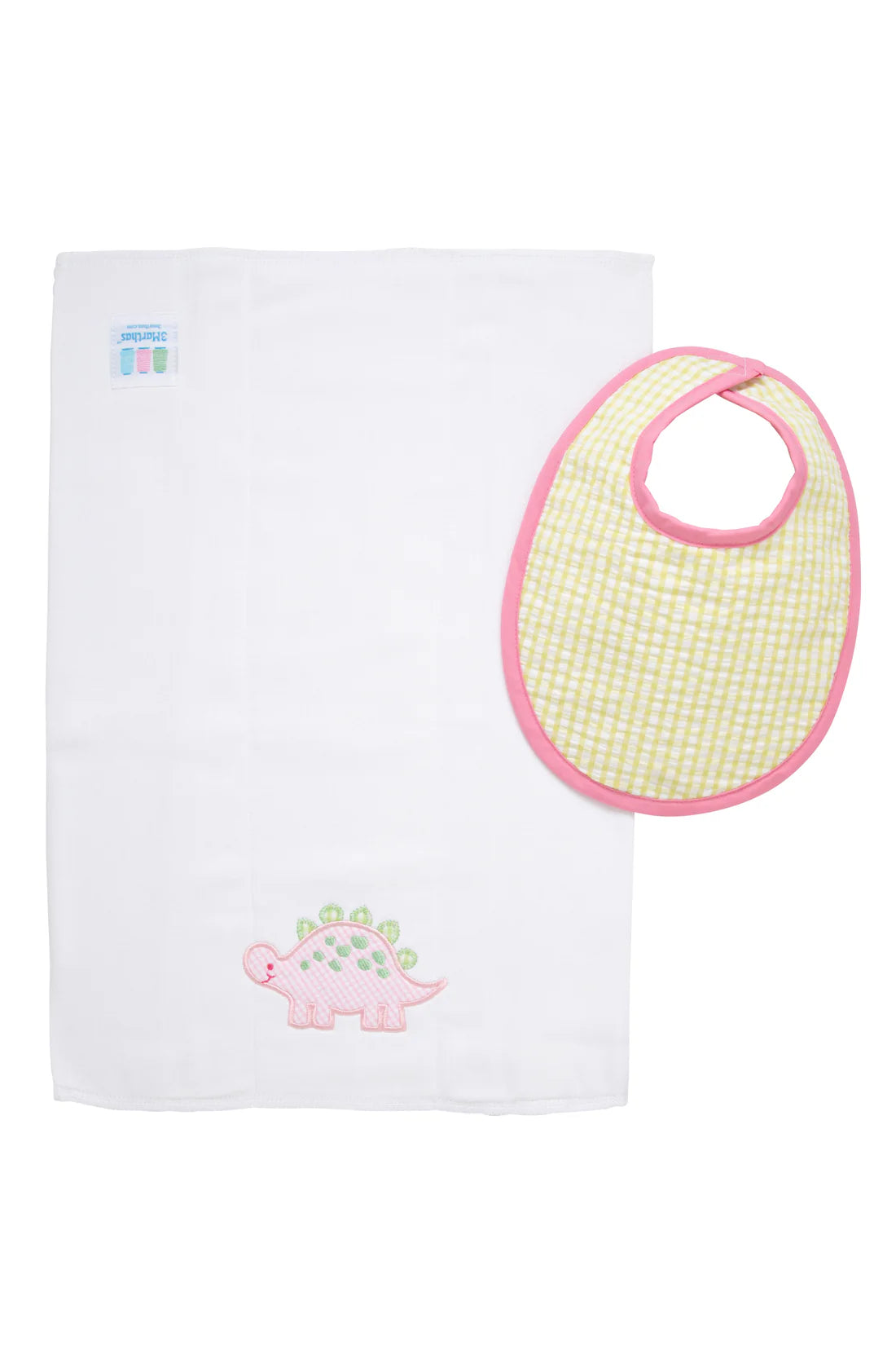Dinosaur Basic Bib & Burp Boxed Set, Pink