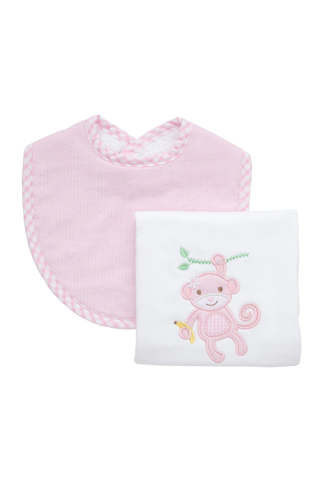 Monkey Basic Bib & Burp Boxed Set, Pink