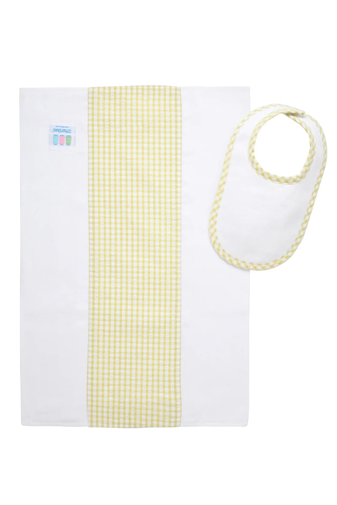 Big Check Drooler Bib & Burp Set