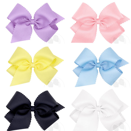 Wee Ones King Grosgrain Hair Bow Scalloped Edge