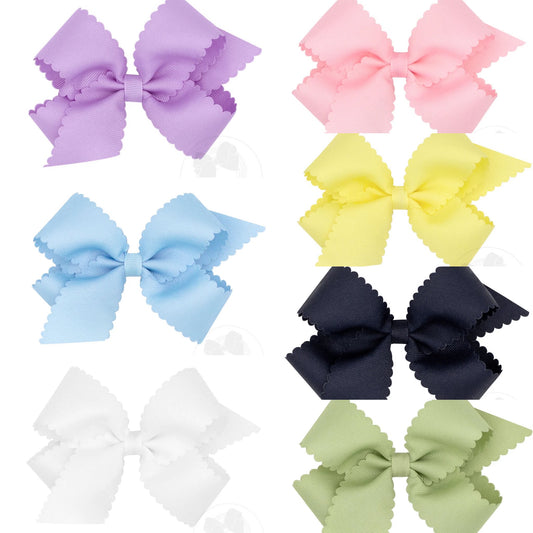 Wee Ones Medium Grosgrain Hair Bow with Scalloped Edge