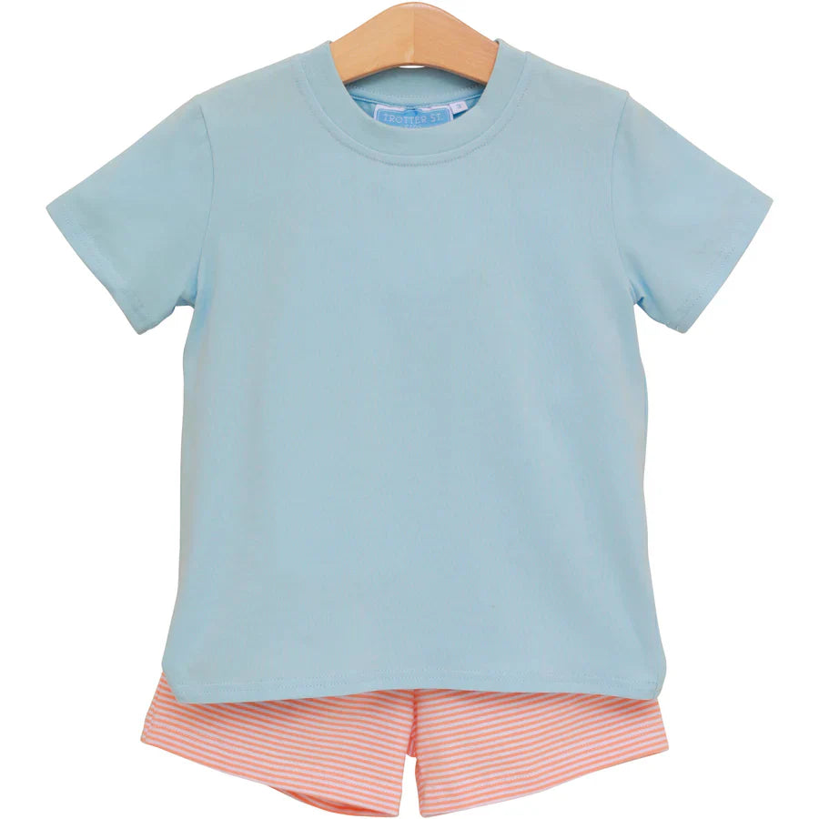 Shepard Short Set-Coral Stripe/Lt. Blue