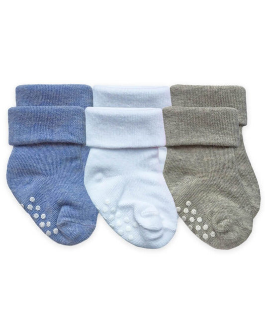 Jefferies Socks Non-Skid Turn Cuff Socks 3 Pair Pack-Boys Multi